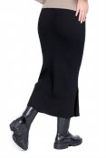 Capri Collection 318021 Filippa kjol stickad trikå rak passform resår slits svartCapri Collection 318021 Filippa kjol stickad tr