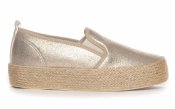 Capri Collection 614022 Kate slip on shoe sko flätat bastimitation textil klack sula guld