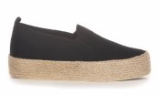 Capri Collection 614021 Kate slip on shoe sko flätat bastimitation textil klack sula svart