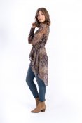 Capri Collection 6060412 Valerie skjorta tunika paisley mönster knytskärp v-ringad lång ärm wine camel petrol