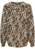 Cream 10605245-62147 Isley blouse patterned v-neck long sleeves långärmad mönstrad blus v-ringad volang soft camel