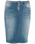 Soyaconcept 12248 Jinxdenim 34 jeansskirt fivepockets zipper silt blue jeanskjol femficksmodell hällor slits blå