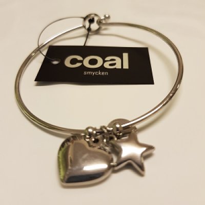Coal 1102171 Jorun bracelet stainless steel silver charm star heart armband stål berlock hjärta stjärna silver