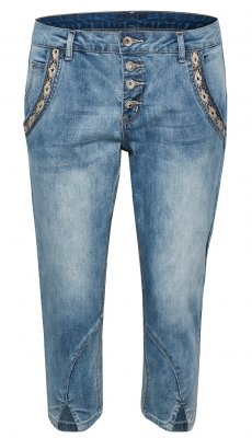 Cream 10606446-62694 Holly cropped jeans five pockets light blue denim capri jeans femficks modell knappgylf ljusblå denim