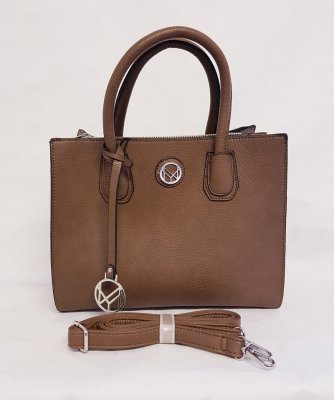 NYPD 8273127-11 Paris handbag leather imitation dubble handle shoulder strap taupe handväska dubbla handtag axelrem läderimitati