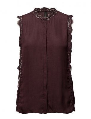Soyaconcept 13674 Pamela 10 Top lace concealed button closure plum spetstopp topp spets dold knäppning plommon